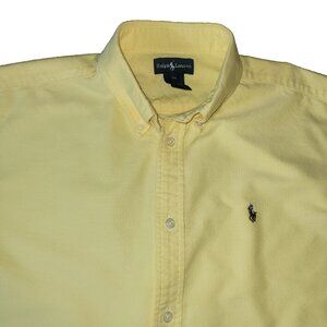 Ralph Lauren Shirt Boys Size 20 Yellow LS Button-Down 100% Cotton